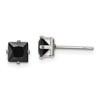 Chisel Stainless Steel Polished 5mm Black Square Cubic Zirconia Stud Earrings - 2 of 4