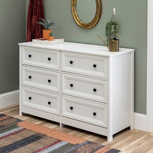 Classic 6 Drawer Groove Dresser White - Saracina Home - 1 of 4