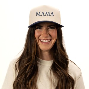 3D Puff Embroidered Mama Block Letters - Women's Canvas Trucker Hat - 1 of 3