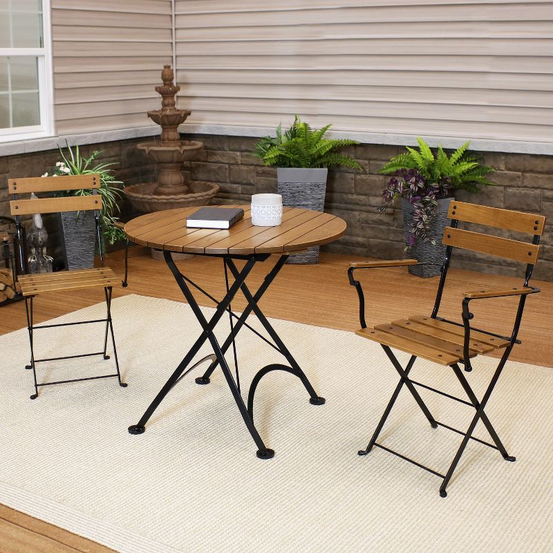Sunnydaze Indoor/Outdoor Basic Chestnut Wood Bistro Table and Chairs Set - Dark Brown - 3pc, 2 of 9
