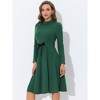 Allegra K Women's Elegant Work Sheath Mock Neck Flare Long Sleeve Knit Midi Dress - 2 of 4