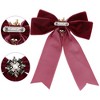 INSPIRE CHIC Women's Imitation Pearl Rhinestone Elegant Velvet Pre-Tied Bow Tie Brooch for Wedding Party - 3 of 4