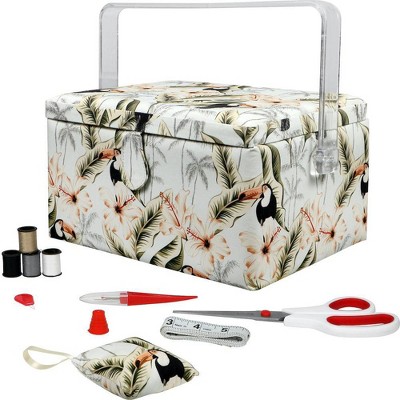 Singer Large Premium Tackle Basket Toucan Print with Notions Sewing Kit