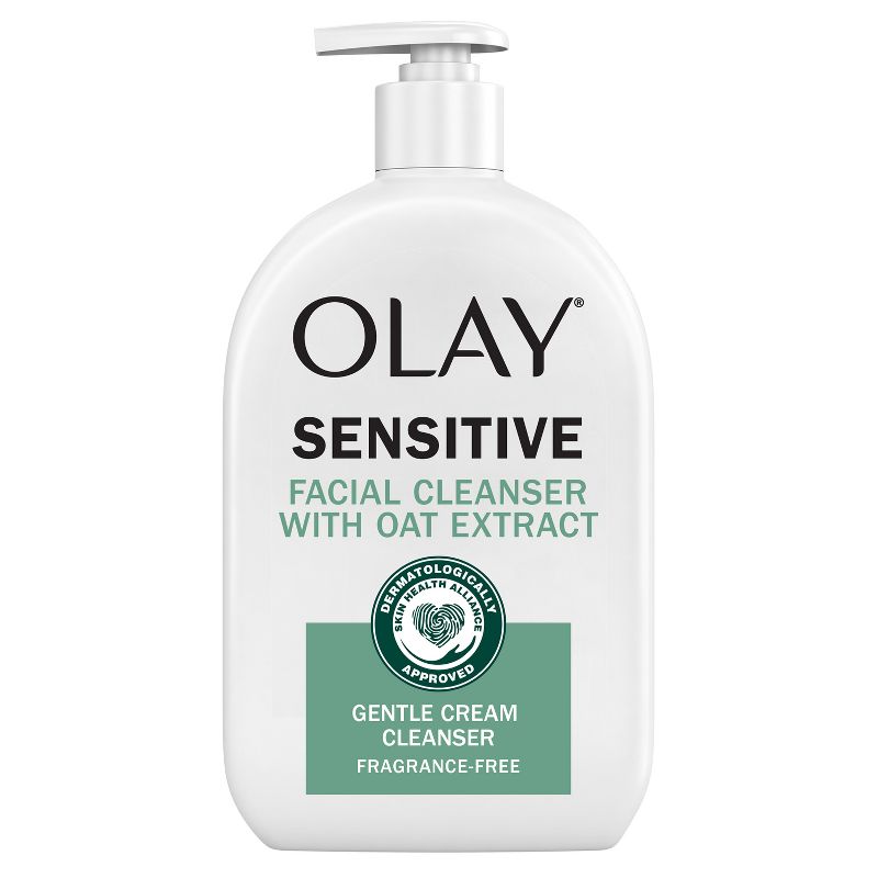 Olay Sensitive Gentle Facial Cream Cleanser with Oat Extract - Fragrance Free - 16 fl oz, 1 of 10