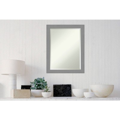Contemporary Silver Rectangular Beveled Wall Mirror