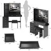 Black41" Large Size Left Nightstand Dresser + Upholstered Stool Dressing Table Set, Extra Large Touch LED Mirror, Three Color Switch - 2 of 4