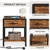 Nightstand Set of 2 with Charging Station, Retro Side Table with 1 Drawer - 4 of 4