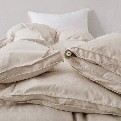 Cream Full/Queen Goose Feather Down Comforter with Soft Cover