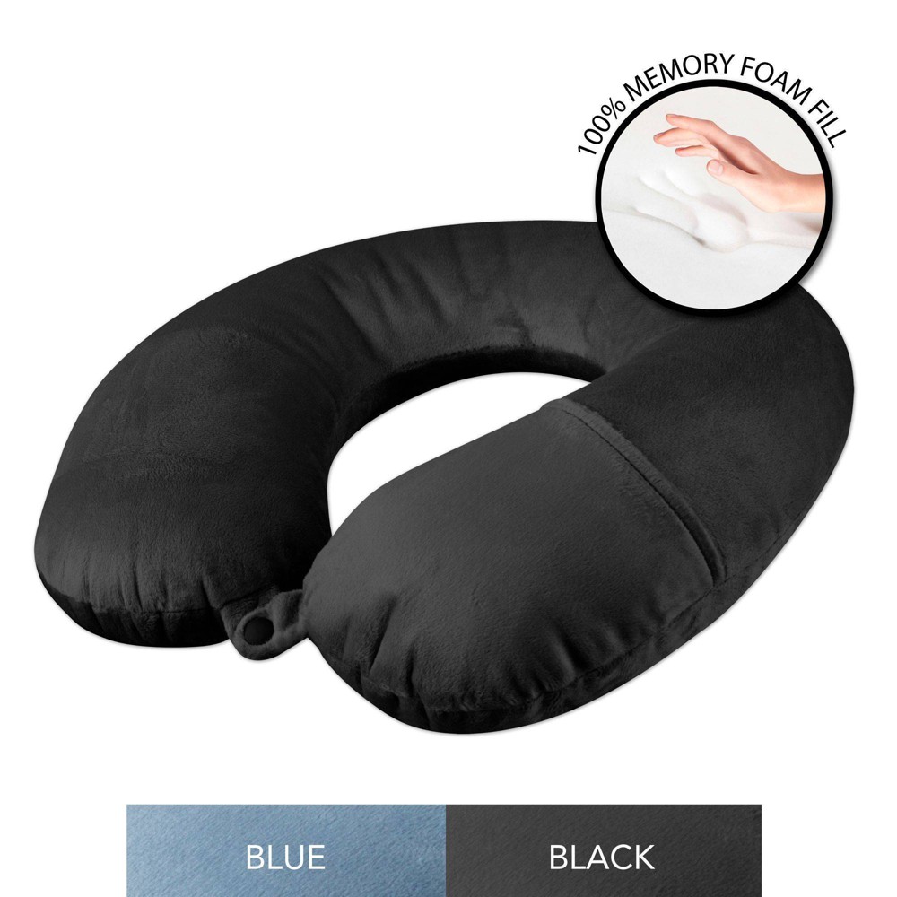 UPC 028332720113 product image for Brookstone Charcoal-Infused Memory Foam Travel Neck Pillow - Black | upcitemdb.com