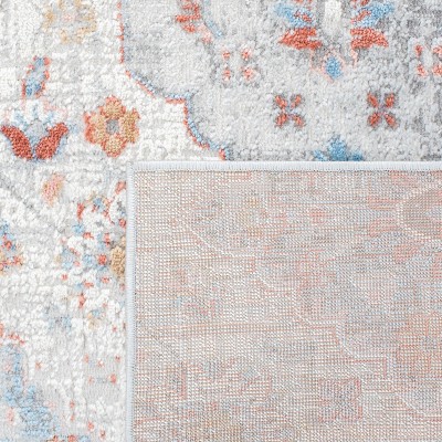 Ivory and Rust Hand-Knotted Synthetic Runner Rug