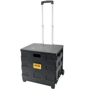 School Smart Folding Storage Cart on Wheels, Large, 16-1/4 x 13 x 13-1/2 Inches, Black - 1 of 4