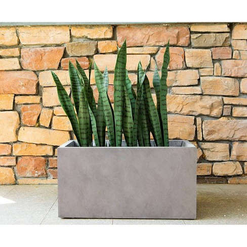 Rosemead Home & Garden, Inc. 12" Rectangular Concrete/Fiberglass Elegant Indoor/Outdoor Planter Weathered Gray - image 1 of 4