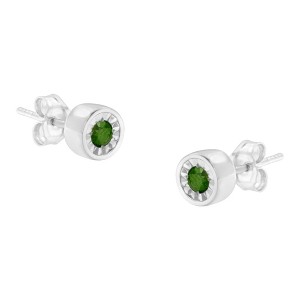 Haus of Brilliance Silver 1/5 Cttw Green Diamond Miracle-Set Stud Earrings - 1 of 4