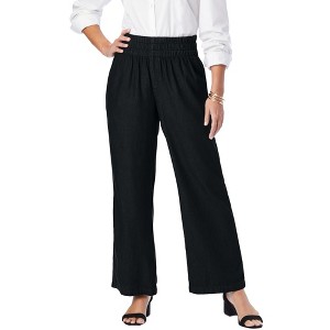 Jessica London Women's Plus Size Chambray Wide Leg Pant - 1 of 4