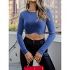 Nlife Women Casual Round Neckline Solid Color Long Sleeve Tassel Trim Crop Top - 3 of 4