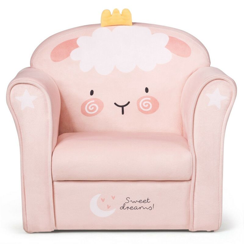 Costway Kids Lamb Sofa Children Armrest Couch Upholstered Chair Toddler Furniture Gift, 1 of 11