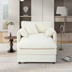 Oversized Recliner Armchair with Ottoman, Chenille Upholstered Modular Lounge Chair for Living Room Bedroom-3irtyhousy - 1 of 4