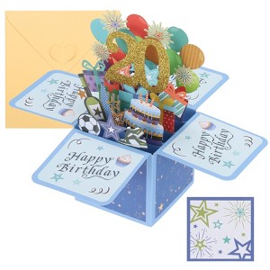 Unique Bargains 3D Pop-Out Gold Foil Birthday Card with Greeting Card and Envelope - 1 of 4
