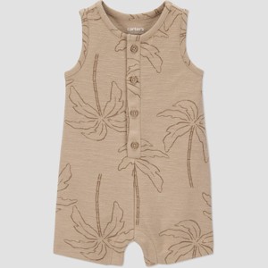 Carter's Just One You® Baby Boys' Solid Textured Palm Romper - Brown - 1 of 2