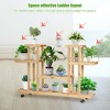Costway 4-Tier Wooden Plant Stand W/Wheels Multipurpose Storage Rack, Wood Grain Color - 3 of 4