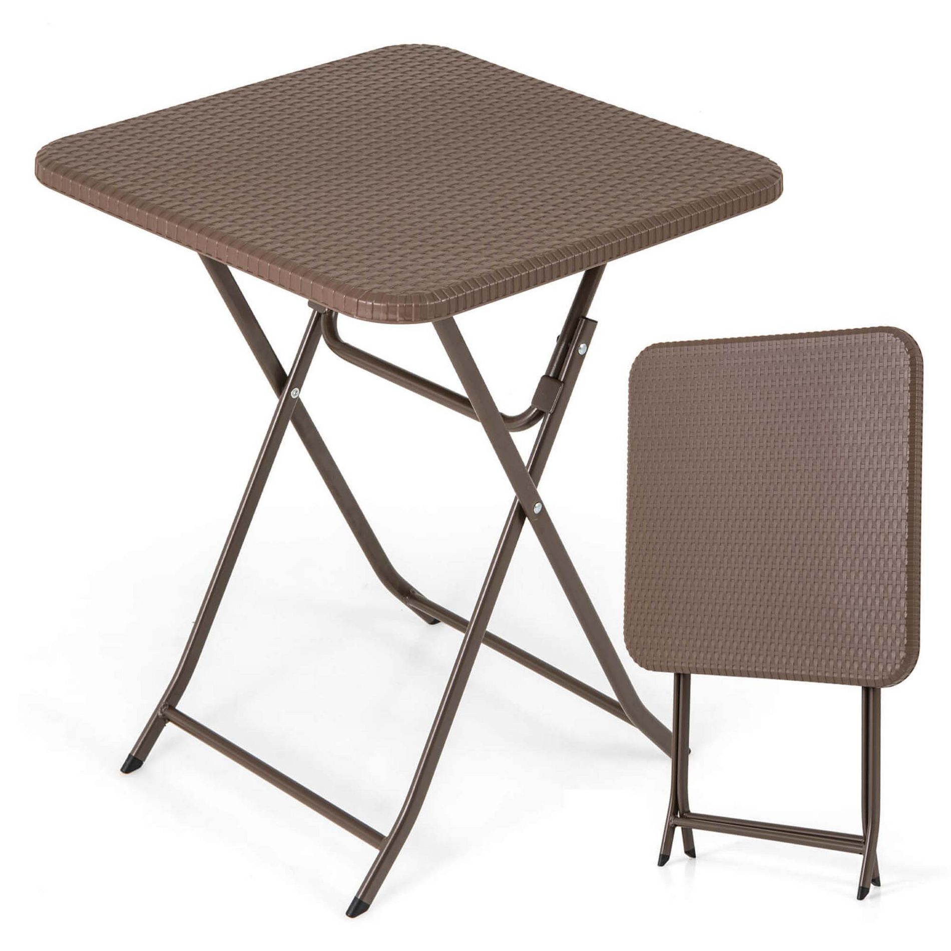 Costway 23.5" Square Folding Table Indoor Outdoor Foldable Plastic Table