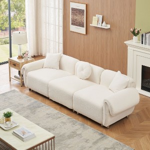 NicBex Couches for Living Room 112"Inch Modern Teddy Upholstered 3 Seater Sofa Couch with Sturdy Hardware Foot Support and 3 Throw Pillows - 1 of 4