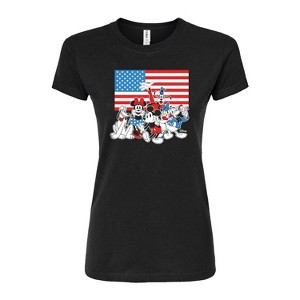 Women's - Disney - Mickey And Friends Flag Fitted Graphic T-Shirt - 1 of 3