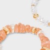 Beaded Stretch Bracelet 2pc - A New Day™ Peach/Gold - 4 of 4