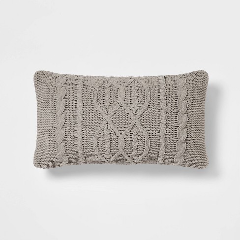 Cable knit lumbar pillow new arrivals