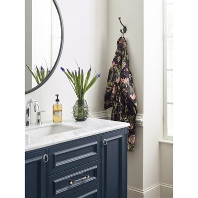 Matte Black Double Prong Decorative Metal Wall Hook