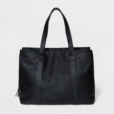 black tote bag with compartments