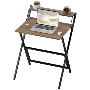 Folding Computer Desk, Foldable Desk with Monitor Shelf for Small Space, Home Office, Study, Easy Assembly - 1 of 4