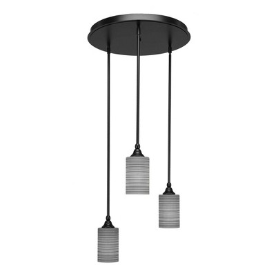 Toltec Lighting Empire 3 - Light Pendant in  Matte Black with 4" Gray Matrix Shade