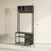 Aghana Digitals 5-in-1 Weathered Gray Oak Entryway Hall Tree: Bench, Coat Rack, 3 Shelves, 2 Fabric - 3 of 4