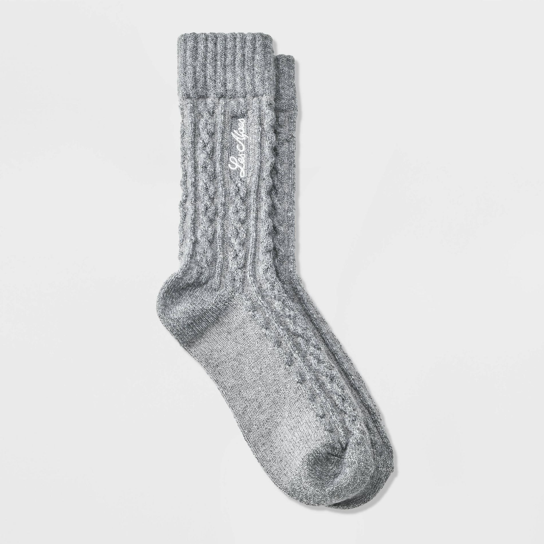 Women's Super Soft Embroidered 'Les Alpes' Cozy Crew Socks - Universal Thread™ Gray/Ivory 4-10