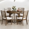5-Piece Round Extendable Dining Table Set for 4 with Unique Geometric Base & Upholstered Chairs, 5-Piece Retro Dining Set for Kitchen & Dining Room - 3 of 4