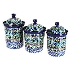 Blue Rose Polish Pottery 1300S Ceramika Artystyczna Canister Set - 1 of 1