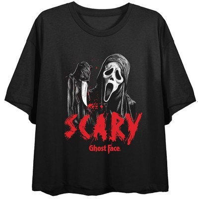 Ghostface Scary Women's Black Crop T-shirt-large : Target