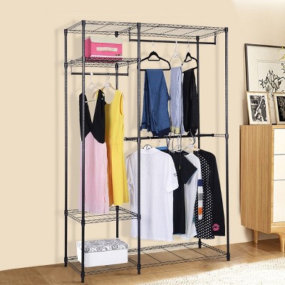 Costway 48''x18''x71'' Black Steel Portable Closet Organizer