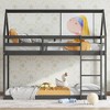 Dolonm Twin over Twin Rubber Wood Floor Bunk Bed, with ladder,Guardrails,House-Shaped-Bunk Bed - 3 of 4