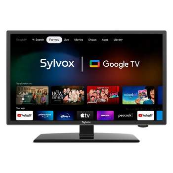 SYLVOX Smart RV TV, 24'' 12 Volt TV for RV Camper, Newest Google TV with Google Assitant App Store Chromecast, 1080P FHD DC/AC Powered Small Smart TV