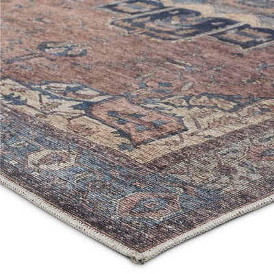 Barrymore 4' x 6' Blue Synthetic Medallion Area Rug