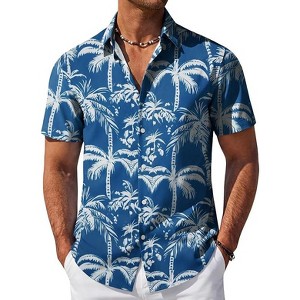 Chemise Homme Mossimo à Imprimé Hawaïen Bleu/gris - Taille M - Occasion En Très Bon état - Style Décontracté été