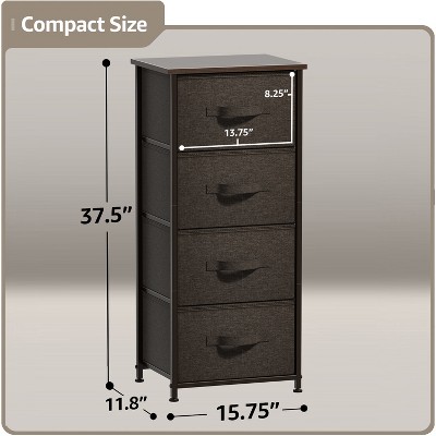 Sorbus Brown 4-Drawer Chest with Steel Frame and Fabric Bins