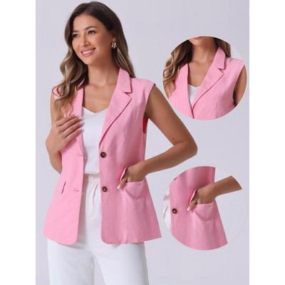 INSPIRE CHIC Women's Sleeveless Business Casual Work Office Suit Vest Jackets Pink Small — фото 2
