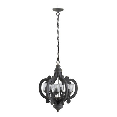 21"x24" 6-Light Wood Chandelier Ceiling Light - A&B Home