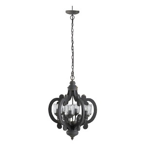 21"x24" 6-Light Wood Chandelier Ceiling Light - A&B Home - 1 of 4