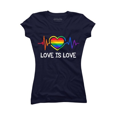 Adult Design By Humans Love is Love Pride Heartbeat By TeeGiver T-Shirt