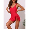 INSPIRE CHIC Women's Adjustable Hem Ties Bow Crew Neck Strappy Skirt Tummy Control Bathing Suit Swimwear Swimdress 1 Piece - 2 of 4