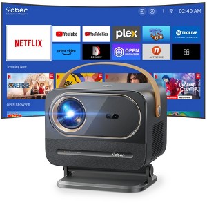 YABER U12 Projector Licensed Netflix & YouTube APP Dolby Audio 700 ANSI 1080P WiFi Bluetooth 20W Speakers Auto Focus & Keystone Smart Home Theater - 1 of 4